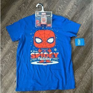 Spiderman Holiday Shirt Spidey Pocket Pop! Funko Marvel Boys Large Graphic